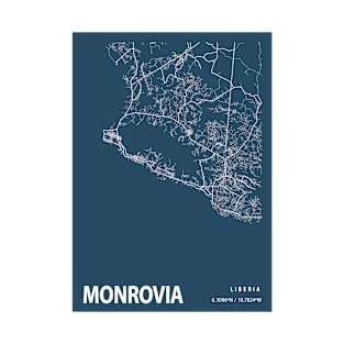 Monrovia Blueprint Street Map, Monrovia Colour Map Prints T-Shirt