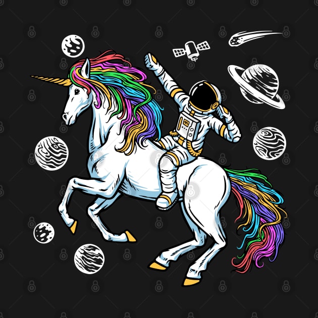 astronaut riding unicorn universe by Mako Design 