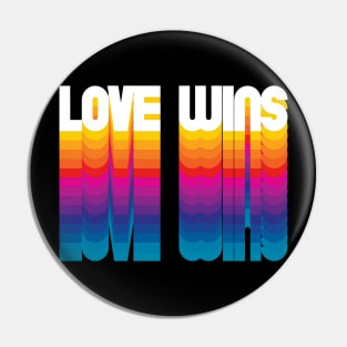 Retro Love Wins Personalized Gift Rainbow Style Pin