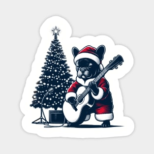French Bulldog Playing Guitar Christmas Magnet