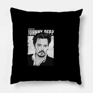 Justice for Johnny Depp Poster BW Pillow