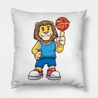 Lion as basketball player with a basketball Pillow