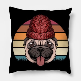 Cute pug dog retro Pillow