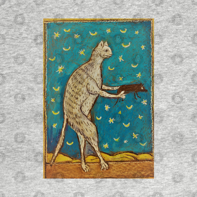 Meme Cat And Mouse On Navy Background Oil Pastel Art Meme Cats