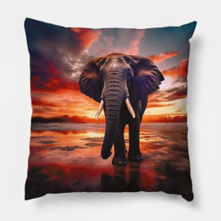 Elephant at Sunset Pillow