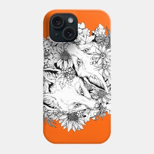 Autumn Fox Bloom - Black and White Phone Case