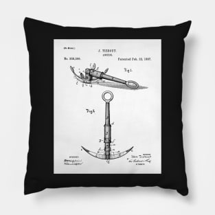 Boat Anchor Patent - Sailing Sailor Lake House Art - White Pillow