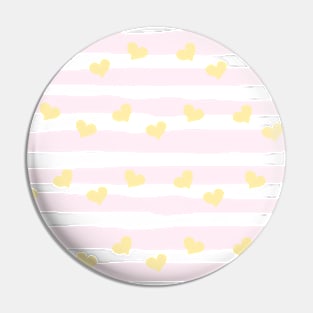 Yellow hearts and Pink Stripes Pin