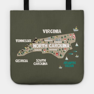 North Carolina Illustrated Map Tote