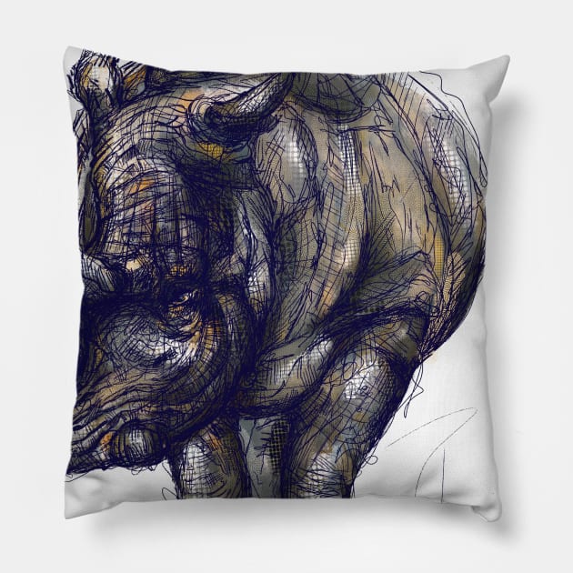 White Rhino Pillow by JuicyCreations