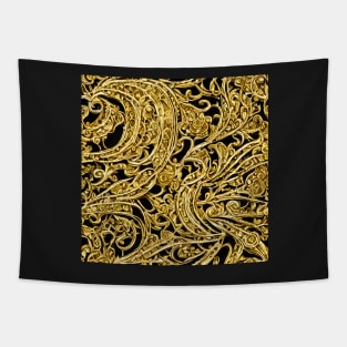 Black and Gold Filigree pattern Tapestry