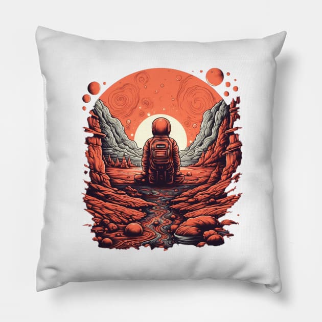 Man on mars Pillow by Salogwyn