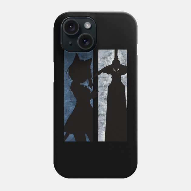 Reincarnated as a Sword Fran and Shishou Grunge Distressed Minimalist Silhouette Design Phone Case by Animangapoi