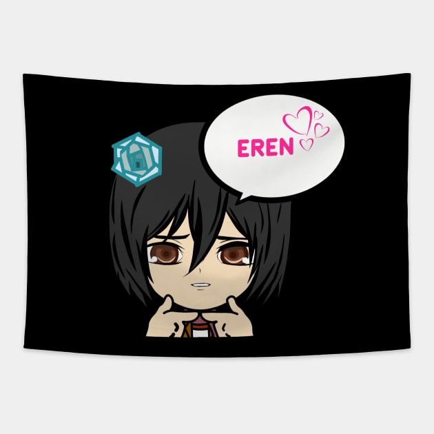 Aot mikasa chibi Tapestry by Poptainment