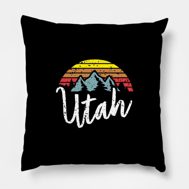 Utah Retro Eighties Style Mountains Design, Great Gift product Pillow by Blue Zebra