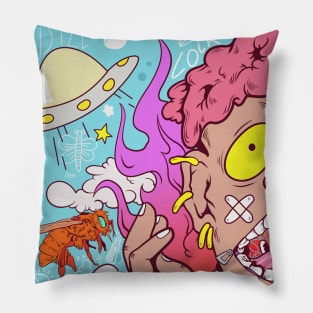 Super dope brain is on fire cartoon illustration Pillow