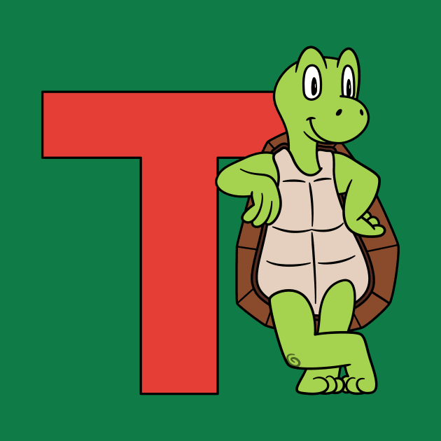 Letter T with Turtle/Tortoise by BoombasticArt