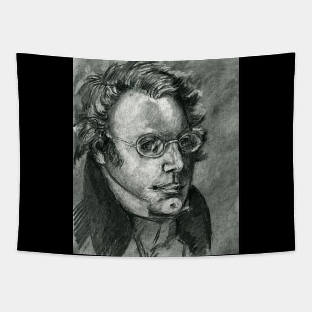 Franz Schubert - charcoal portrait Tapestry by Karolina Studena-art