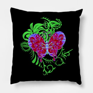 Decorative Cherry Red Butterfly Silhouette Art Pillow