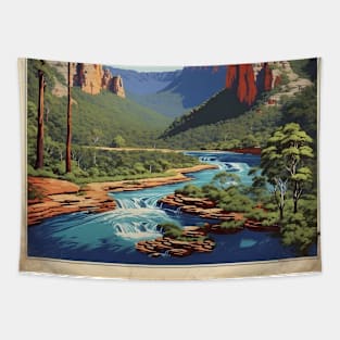 Blue Mountains National Park Australia Vintage Travel Poster Tourism Tapestry