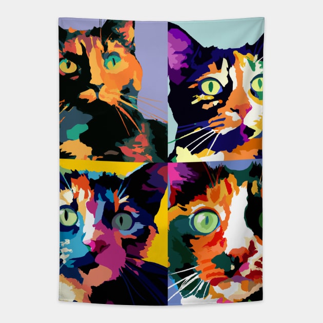 Tortoiseshell Pop Art - Cat Lover Gift Tapestry by PawPopArt
