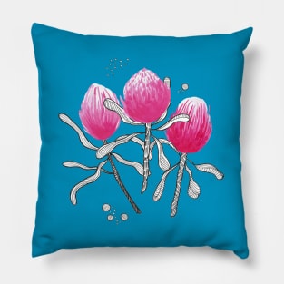 Painted Pink proteas Pillow