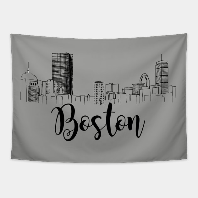 Boston Skyline 4 Tapestry by doodlesbydani