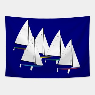 Y-Flyer Sailboats Racing Tapestry