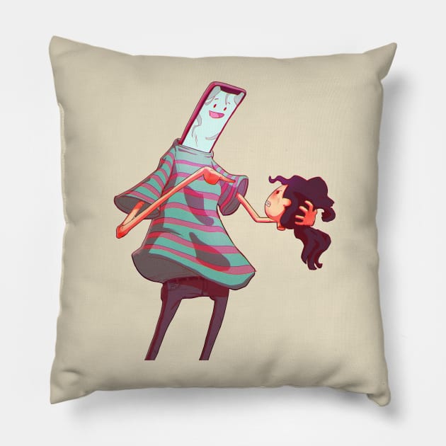 The revenge of the smartphones Pillow by animalartium@gmail.com