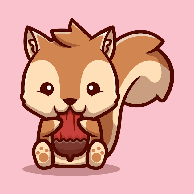 Cute Squirrel Eating Nut Cartoon by Catalyst Labs