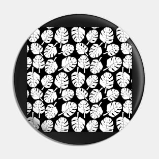 MONSTERA LEAVES - WHITE ON BLACK Pin