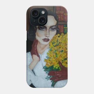 Portrait of The Retro Lady with Mimosa Phone Case