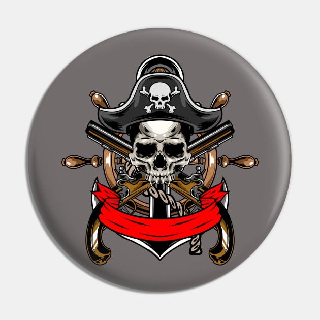 Skull Pirates Guns x Steering Wheel Anchor Pin by Harrisaputra