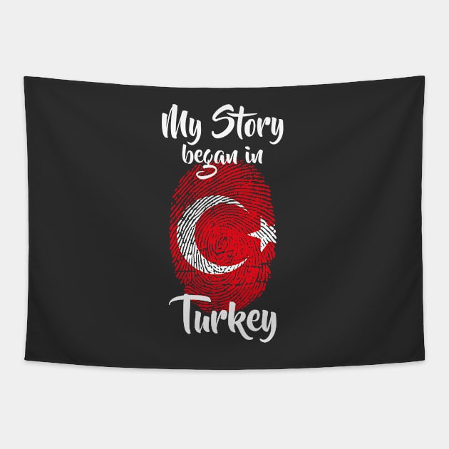 Turkey Flag Fingerprint My Story DNA Turkish Tapestry by Your Culture & Merch