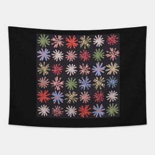Daisy Chain on dark charcoal background Tapestry