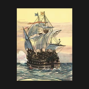 Pirate Ship Sailing on the Ocean T-Shirt