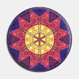 Mosaic Kaleidoscope Flower Yellow Pink and Purple Pin