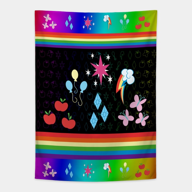 My little Pony - Elements of Harmony Cutie Mark - Mane 6 Tapestry by ariados4711