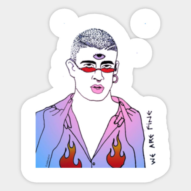Bad Bunny Pink Bad Bunny Sticker Teepublic,Dog Laying Down Drawing Simple