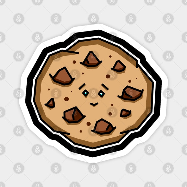 Cute and Happy Chocolate Chip Cookie with a Smiley Face Gift - Cookie Magnet by Bleeding Red Paint