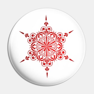 Festive Merry and Bright Red Snowflake - Christmas Holiday Season Pin