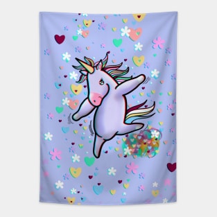 Funny unicorn dancing Tapestry
