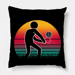 Travel back in time with beach volleyball - Retro Sunsets shirt featuring a player! Pillow