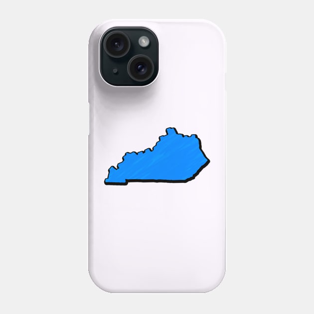 Bright Blue Kentucky Outline Phone Case by Mookle