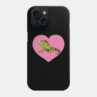 Iguana Heart for Iguana Lovers, Pink Phone Case