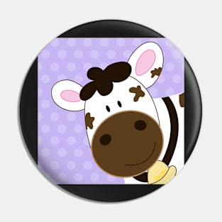 Cute Happy Cow -  Light Purple Dot Pin