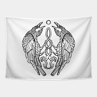 Viking tattoo black and white Tapestry