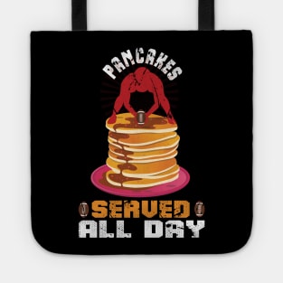 Pancakes Served Daily Offensive Lineman Vintage, Funny American Football Pajamas Sports Tote