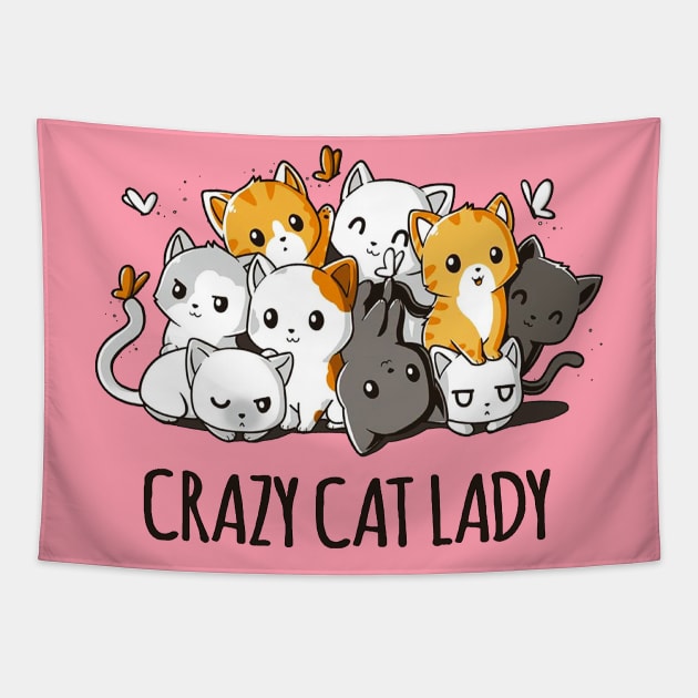 Crazy Cat Lady Quote - Cat Lover Funny Quote Tapestry by LazyMice