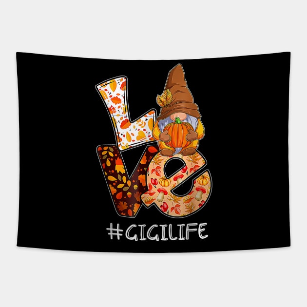 Love Gnome Gigi Autumn - Fall Gnome Pumpkin - Funny Thanksgiving Tapestry by Origami Fashion